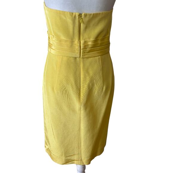 Anthropologie Shoshanna Yellow Strapless Mini Cocktail Sheath Dress Size 2 - Picture 6 of 7